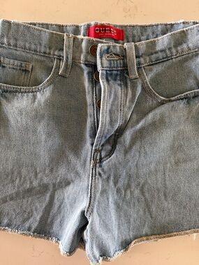 GUESS Light Wash Button-Fly Denim Shorts